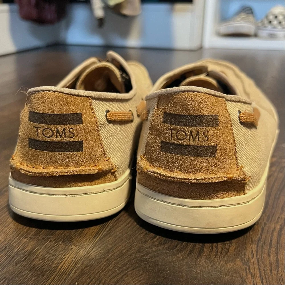 TOMS Men’s “Culver” Slip On Coated Linen + Suede Boat Shoes